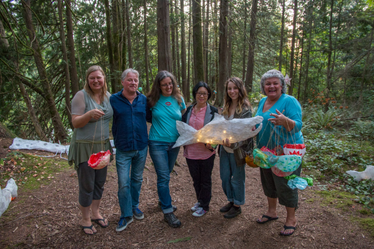 Volunteers helping install A River of Light