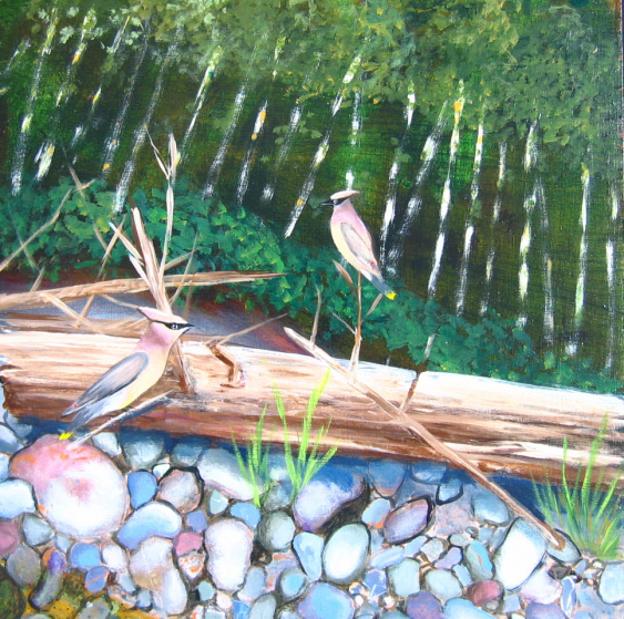Up the Creek - detail (waxwings)
